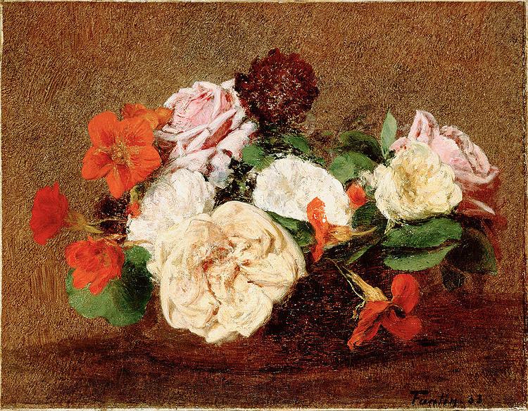 Henri Fantin-Latour Roses and Nasturtiums in a Vase Germany oil painting art